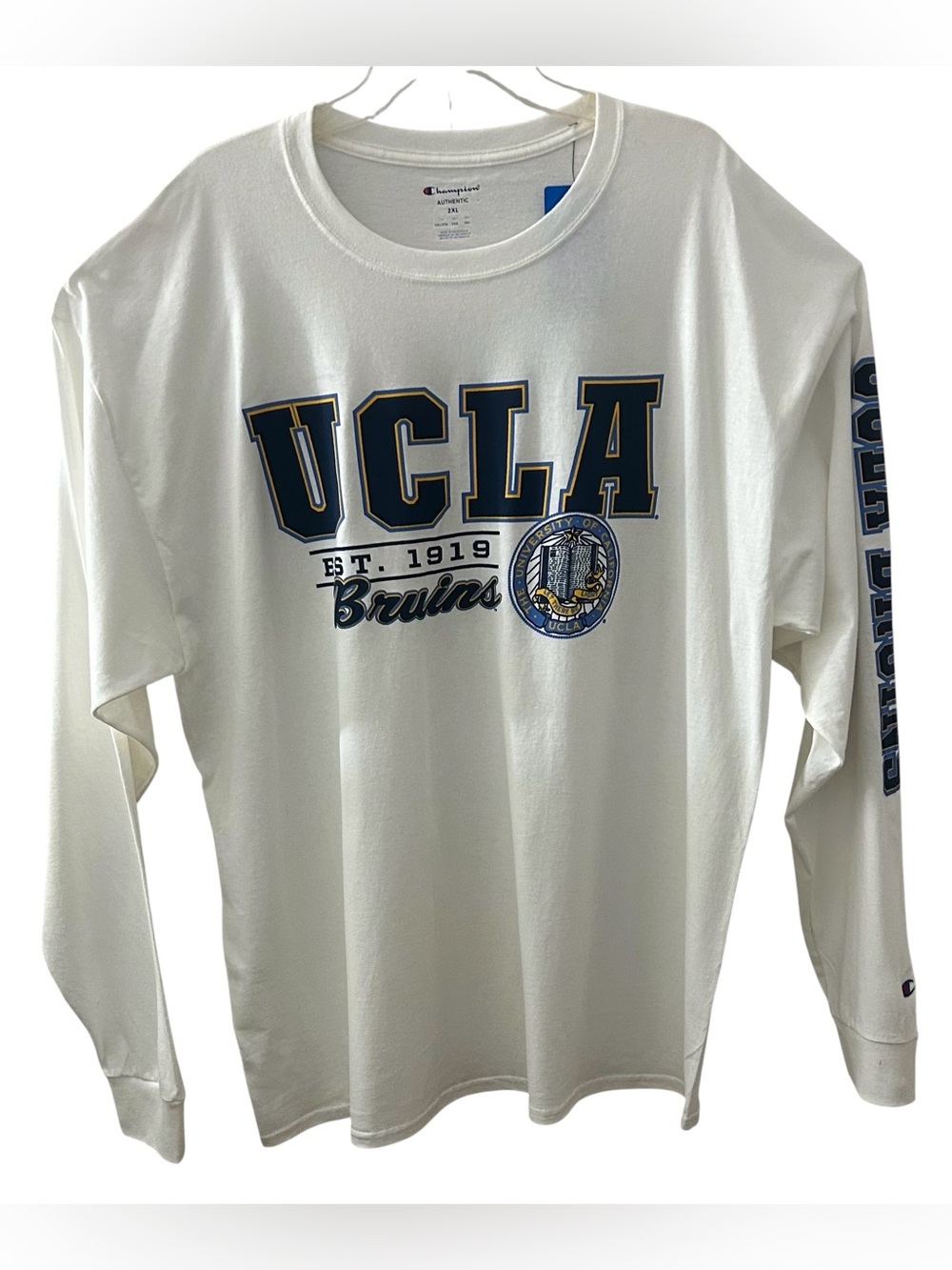 Champion Men’s White UCLA Bruins University Long Sleeve Shirt Size 2XL NWT